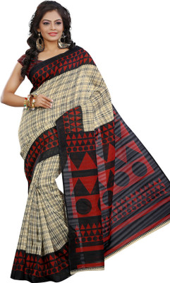 JTInternational Printed Bhagalpuri Silk Saree(Multicolor)
