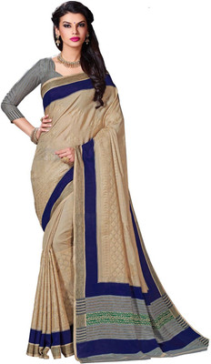 Aesha Embroidered Fashion Tussar Silk Saree(Beige)