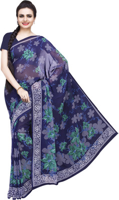 Ishin Printed Fashion Georgette Saree(Blue)