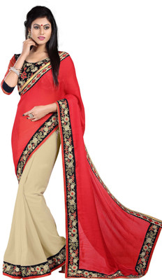 Stylezone Embroidered Bollywood Georgette Saree(Red)
