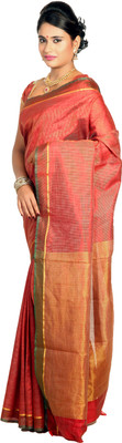 Mimosa Woven Kanjivaram Raw Silk Saree(Maroon)