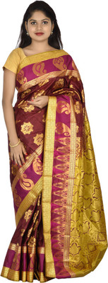 Sonam Pattu Self Design Dharmavaram Silk Saree(Multicolor)