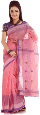 Hawai Self Design Tant Cotton Saree(Pink)