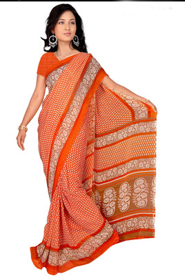 Vardan Prints Printed Bollywood Synthetic Georgette Saree(Orange)