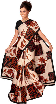 Vardan Prints Printed Bollywood Jacquard Saree(Beige, Black)