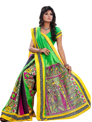 Jiya Self Design, Printed Fashion Art Silk Saree(Multicolor)