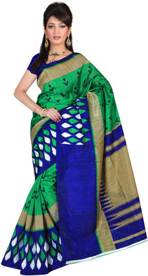 Lovelylook Printed Daily Wear Art Silk Saree(Green, Blue)