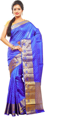 Radcart Woven Kanjivaram Art Silk Saree(Blue), Royal blue