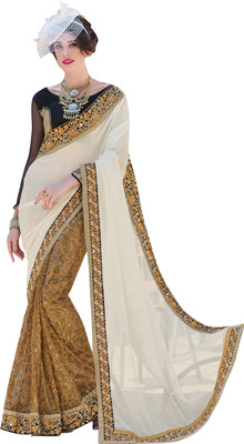 Jiya Self Design, Embroidered, Embellished Fashion Net, Chiffon Saree(White, Beige, Black), Beige;black;white
Jiya Self Design, Embroidered, Embellished Fashion Net, Chiffon Saree(White, Beige, Black), Beige;black;white