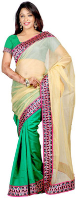 Weavedeal Embellished Banarasi Art Silk Saree(Green)