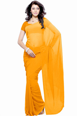 Khushali Self Design Fashion Georgette Saree(Orange)