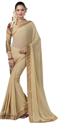 Manthan Embroidered Daily Wear Georgette Saree(Beige)