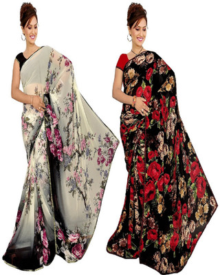 Kalaa Varsha Floral Print Daily Wear Synthetic Georgette Saree(Pack of 2, White, Black), Black;white
Kalaa Varsha Floral Print Daily Wear Synthetic Georgette Saree(Pack of 2, White, Black), Black;white