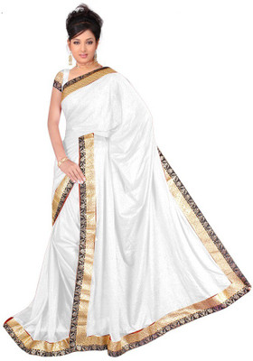 Softdeal Solid Daily Wear Chiffon Saree(White)