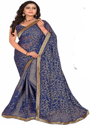 Avaran fashion Printed Bollywood Chiffon Saree(Pink), Yellow