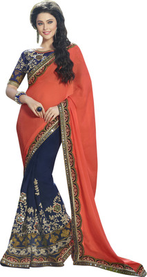 Khushali Self Design, Embroidered, Embellished Fashion Georgette Saree(Orange, Blue), Blue;orange
Khushali Self Design, Embroidered, Embellished Fashion Georgette Saree(Orange, Blue), Blue;orange