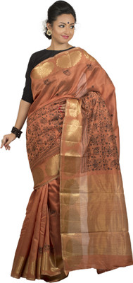 Monidipa Embroidered Banarasi Banarasi Silk Saree(Brown)
