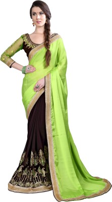 

Jiya Self Design, Embroidered Fashion Georgette, Chiffon Saree(Green, Brown), Brown;green