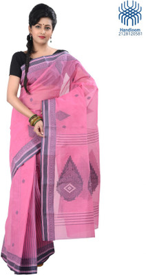Tantuja Self Design Tangail Handloom Cotton Saree(Pink)