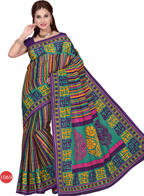 Hi-Choice Self Design Fashion Cotton Saree(Multicolor)