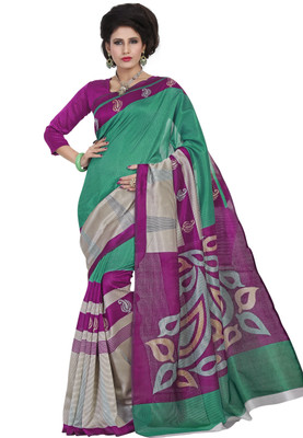 JTInternational Printed Bhagalpuri Silk Saree(Multicolor)