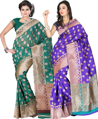 It's Banii Woven Banarasi Handloom Banarasi Silk Saree(Pack of 2, Green, Blue), Blue;green
It's Banii Woven Banarasi Handloom Banarasi Silk Saree(Pack of 2, Green, Blue), Blue;green