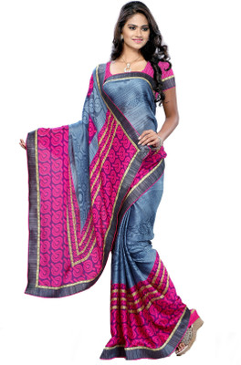 Hi-Choice Printed Fashion Satin Saree(Grey)