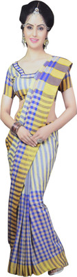 Neshkaar Striped Bollywood Cotton Saree(Multicolor
