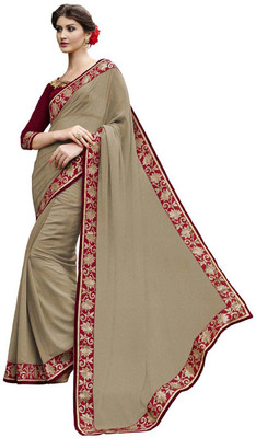 Desi Butik Self Design Fashion Georgette Saree(Brown)