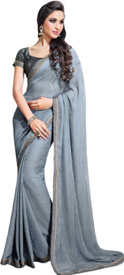 Vishal Printed Bollywood Crepe Saree(Grey)