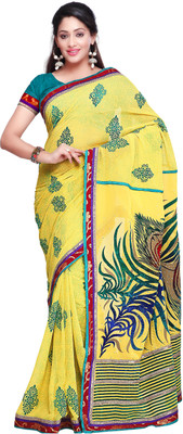 Vishal Self Design Bollywood Georgette Saree(Yellow)