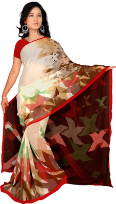 Vardan Prints Printed Bollywood Georgette Saree(Brown)