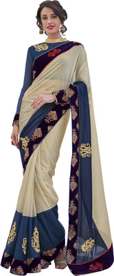 Khushali Self Design, Embroidered, Embellished Fashion Lycra Saree(Beige, Dark Blue)
Khushali Self Design, Embroidered, Embellished Fashion Lycra Saree(Beige, Dark Blue)