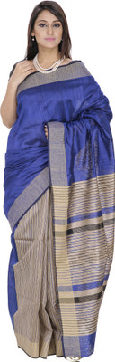 Romi's Plain Bhagalpuri Handloom Tussar Silk Saree(Blue, Beige), Dark blue - beige striped
Romi's Plain Bhagalpuri Handloom Tussar Silk Saree(Blue, Beige), Dark blue - beige striped