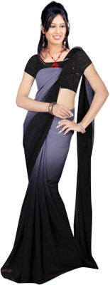 Dancing Girl Plain Bollywood Georgette Saree(Black)