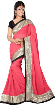 Dancing Girl Solid Bollywood Georgette Saree(Red)