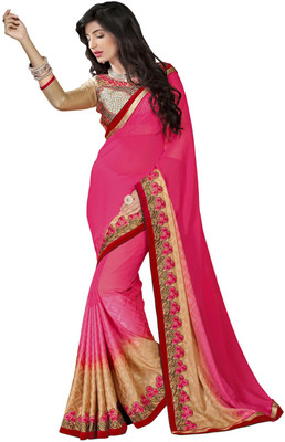 Khoobee Self Design, Embroidered Fashion Georgette, Jacquard Saree(Pink, Beige), Beige;pink
Khoobee Self Design, Embroidered Fashion Georgette, Jacquard Saree(Pink, Beige), Beige;pink