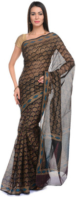 NIKA Printed Chanderi Chanderi Saree(Gold)