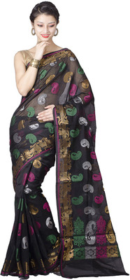 Chandrakala Printed Banarasi Art Silk Saree(Black)