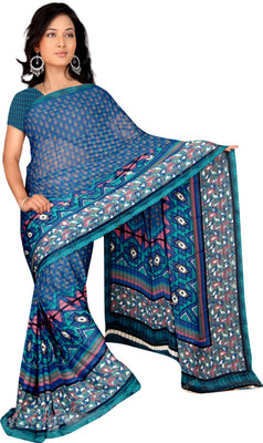 Vardan Prints Printed Bollywood Georgette Saree(Blue)
