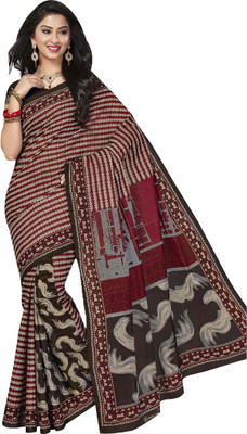 Party Wear Dresses Printed Fashion Cotton Saree(Maroon)