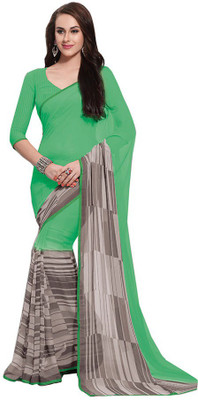 Indian Wear Online Printed Fashion Pure Chiffon Saree(Green)