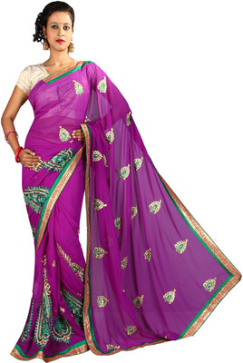 Anushree Saree Self Design Fashion Chanderi Saree(Multicolor), Green;pink