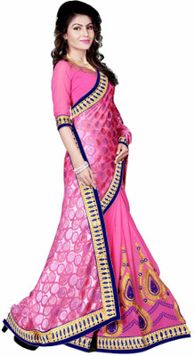 Aarti Apparels Embroidered Bollywood Chiffon Saree(Pink)