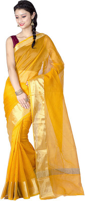 Chandrakala Solid Banarasi Banarasi Silk Saree(Gold)
