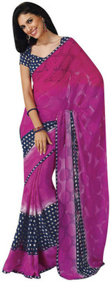Party Wear Dresses Printed Fashion Pure Chiffon Saree(Purple)