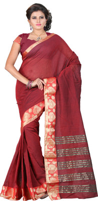 It's Banii Woven Banarasi Cotton Saree(Maroon)