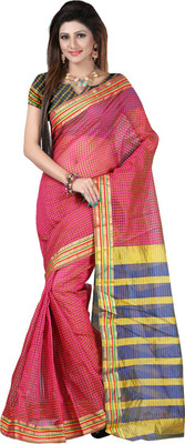 Sanju Sarees Solid Fashion Art Silk Saree(Pink)