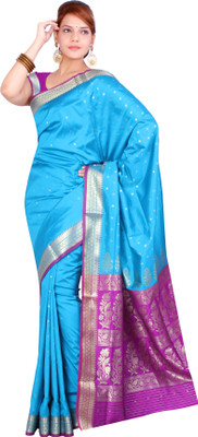 Ishin Printed Fashion Silk Saree(Blue)