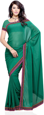 JTInternational Printed Fashion Georgette Saree(Green), Sea green